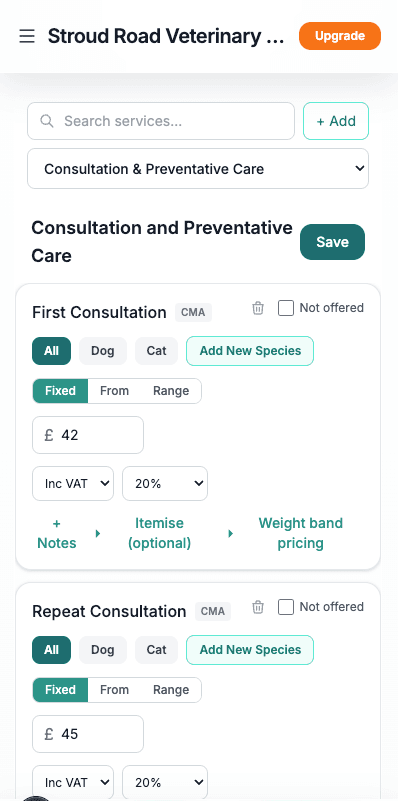 Pricing Management β mobile